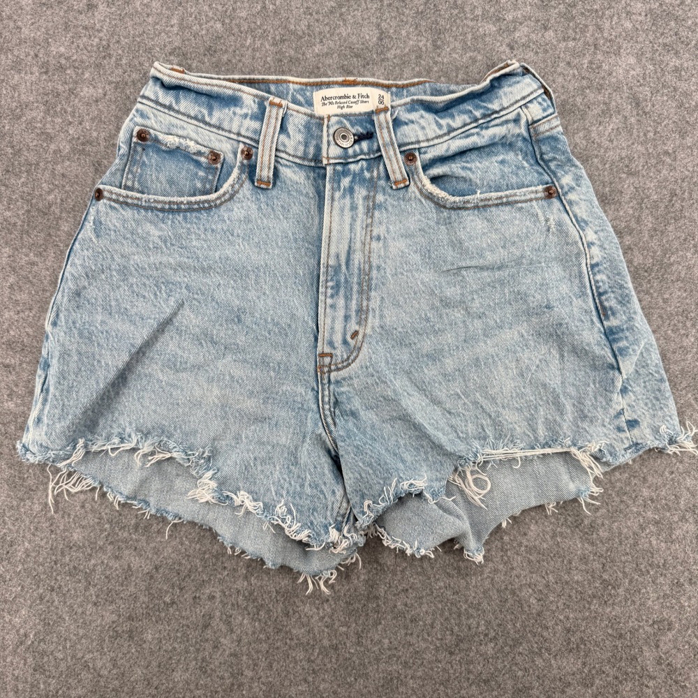 Abercrombie & Fitch Shorts Womens 24/00 The 90s Relaxed Cutoff Light Blue EUC